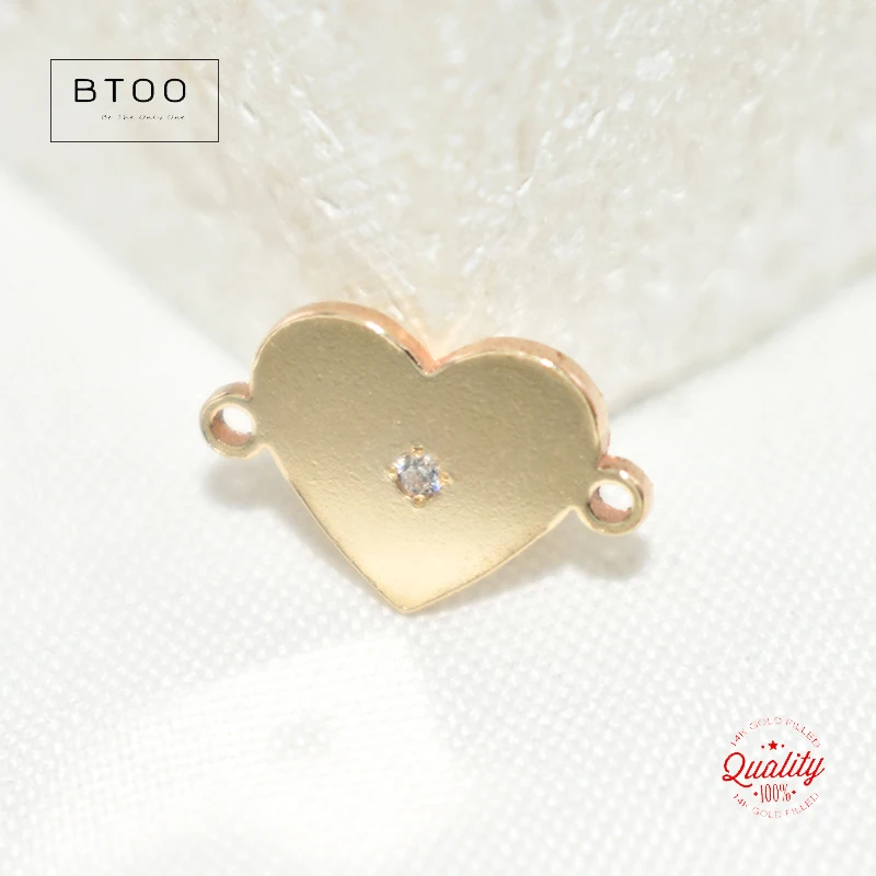 14K Gold Filled Romantic Heart Charm Zircon Gold Pendant For Bracelet Necklace Earring DIY Jewelry Findings Jewelry Accessories
