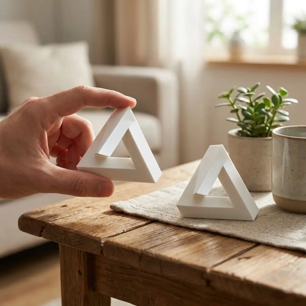 3D Printed Minimalist Impossible Triangle Illusion Ornament