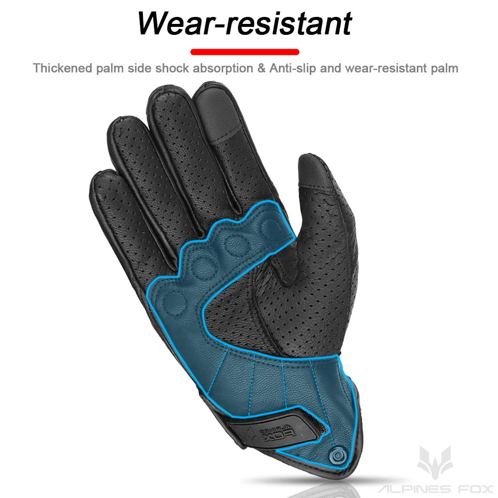 Leather Motorcycle Gloves Vintage Leather Full Finger Motorcycle Riding Gloves for Women Men ATV Rider Sports