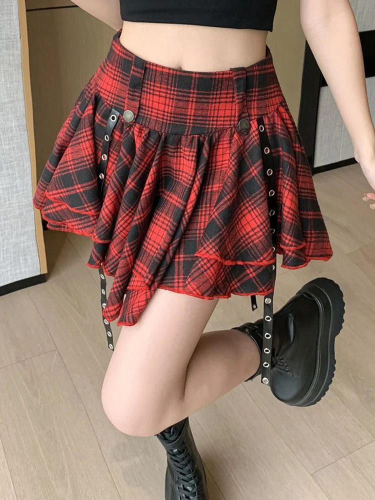 

Gothic Retro Plaid Skirt Women Harajuku High Waist Y2K Mini Skirts Korean Streetwear Casual Design Female Sexy A Line Skirt