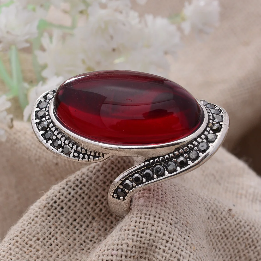 Stone Rings Fashion Rings Fashion Ring Finger Rings Retro Personality Exaggeration Garnet Stone Thai Silver Female Finger Ring Gifts For Women No Fade