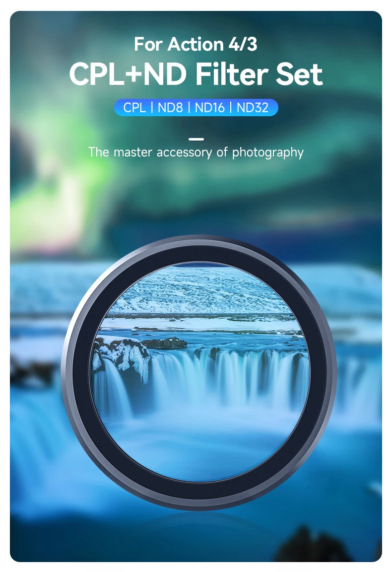 TELESIN CPL ND8 ND16 ND32 Lens Filter Set Aluminium Alloy Frame for OSMO Action
