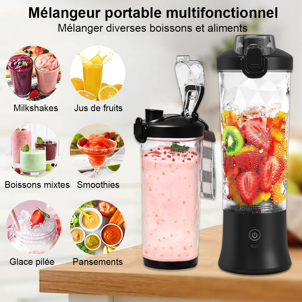 Mini Blender Mixeur à Smoothie 150W 600ML Portable Petit Mixeur Juice  Blender Mélangeur Personnel de Fruit sans BPA Mixer Blender Electrique  Fresh Juice Portable Rechargeable USB Blender Smoothie