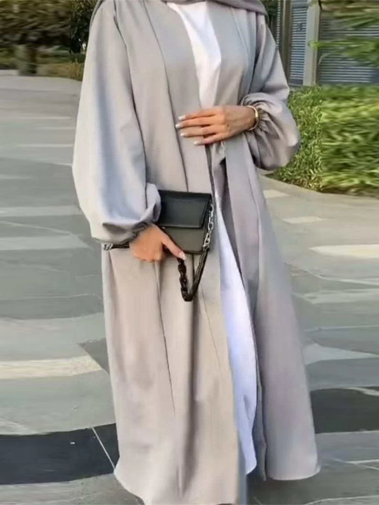 Muslimah Front Open long Cuff Gathered Puffed Sleeve Casual Abaya in the Shade Of Chocolate