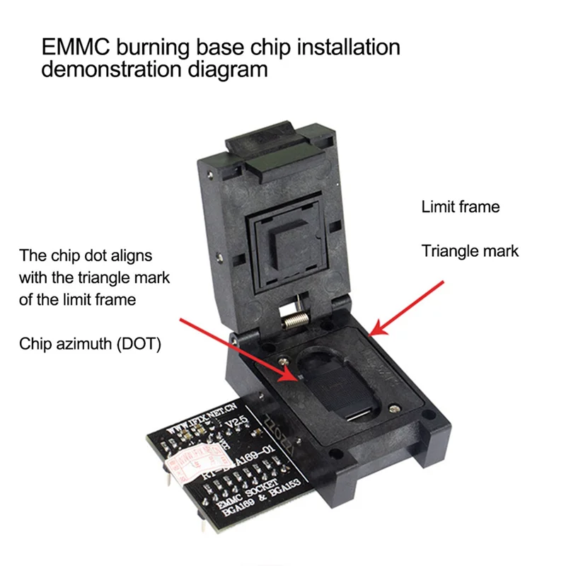 RT-BGA169-01 BGA169 / BGA153 EMMC 어댑터 V2.5, RT809H 프로그래머용 BGA 바운딩 박스 4 개 포함