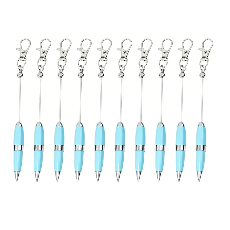 10pcs 금속 볼펜 키 체인 사무실 학생 구슬 펜 세트 광고 선물 사용자 정의 로고 DIY 구슬 펜 어린이 선물