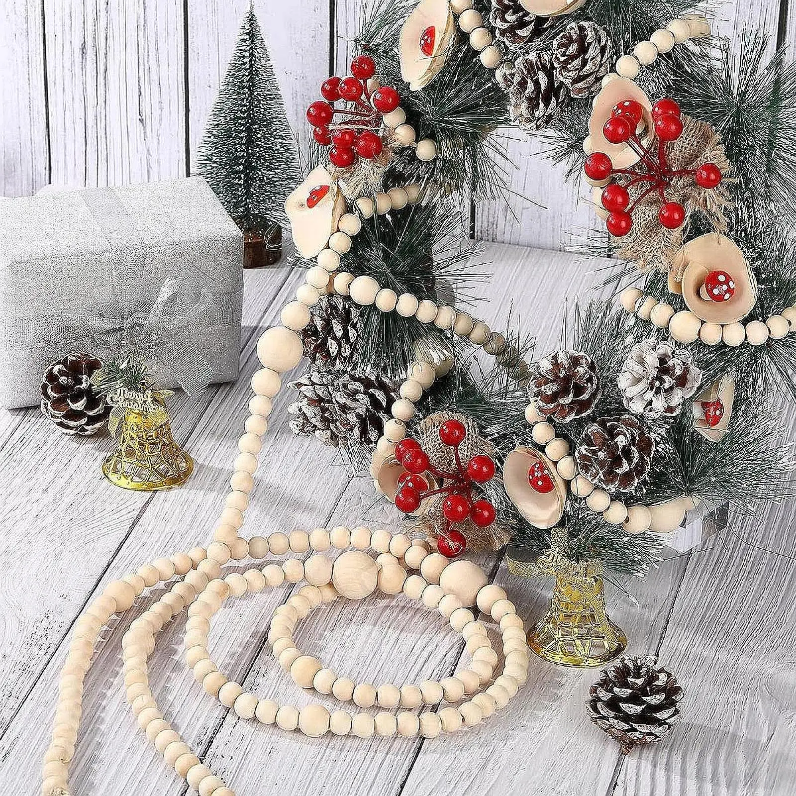 Ghirlanda Di Perline Per Albero Di Natale 8 M – Brillante E Colorata Per Decorazioni Fai Da Te, Artigianato E Creazione Gioielli (Rosso) - 3