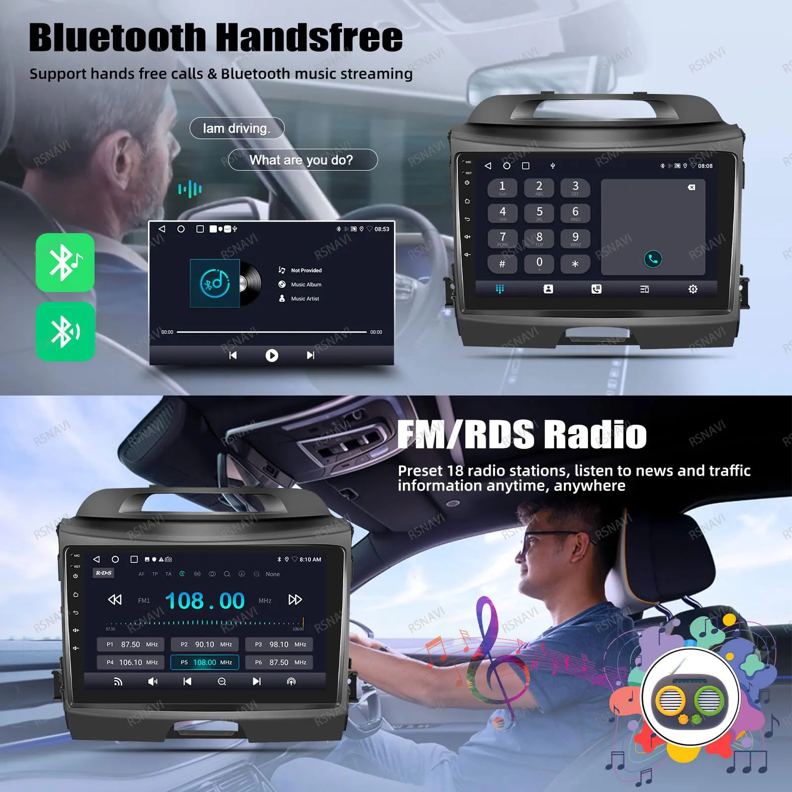 Radio para Auto Android 16 para KIA Sportage 2010 2011 2012 2013 2014 2015 2016 5G WIFI Qualcomm Navegación DSP Estéreo Multimedia GPS 5