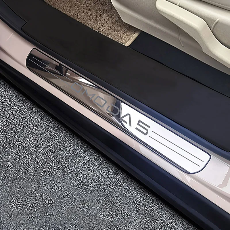 Vtear Car Door Sill Cover Exterior Frame Decoration Anti Kick Sticker Trim Accessories Anti Dirty Parts For Chery Omoda C5 door sill sticker