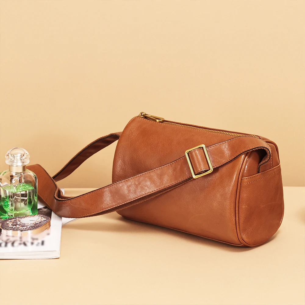 Women's Vegetable Tanned Leather Shoulder Bag New Fashion Top Layer Cowhide Fashion Casual Messenger Bag Women's Leather Bag