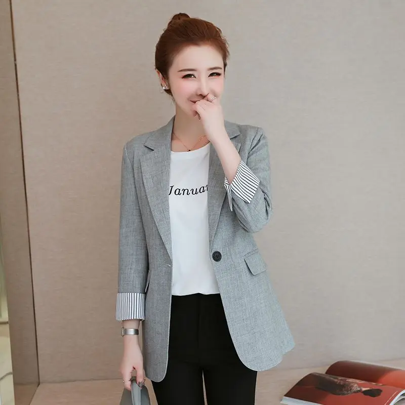 

Ladies Long Sleeve Spring Casual Blazer 2022 New Fashion Business Plaid Zevity Women Work Office Blazers Coats Woman Jacket