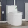 One Piece Macerating Toilet System with Macerator Toilet Pump, 600W Compact Upflush Toilet for Basement - 3 Inlets 1