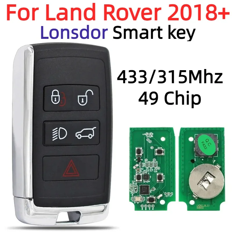 Lonsdor Smart Key Per Land Rover Lr2 Lr4 Jaguar F-Pace F-Type Xe Xf Xj 315Mhz/433Mhz Supporto K518 2018 2019 2020 2021