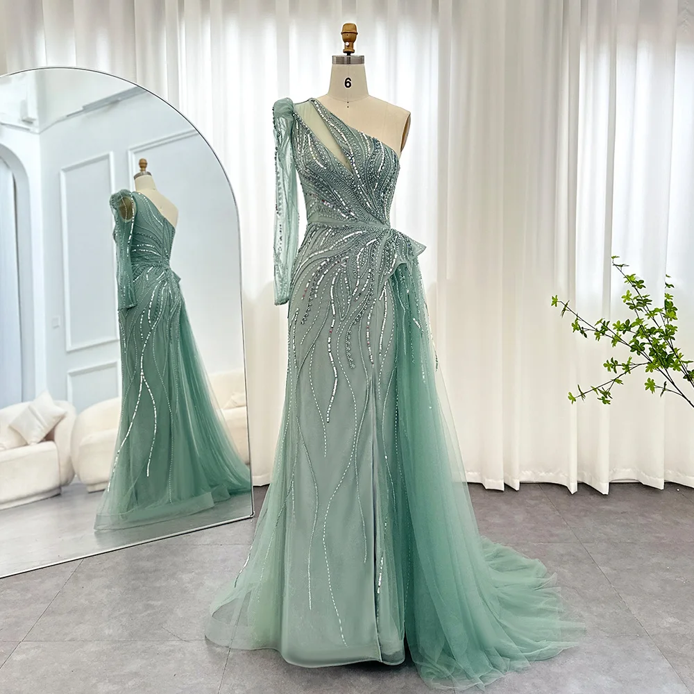 Vestidos sirena de un solo hombro con abertura Malva Vintage Tallas Grandes