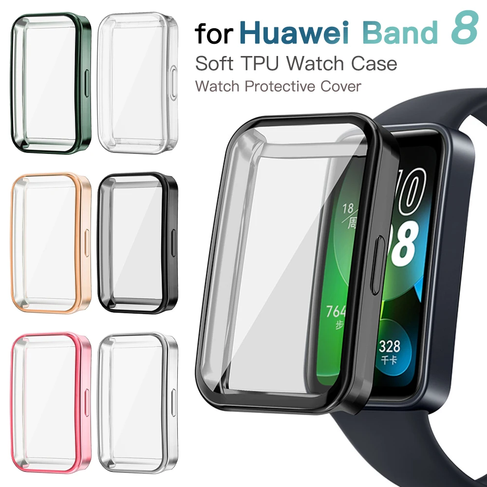 Screen Protector Case for Huawei band 8 Full Coverage Bumper Soft TPU Protective Case Cover  for Huawei band8 Accessories 4 pack screen protector case for huami amazfit gtr 3 3 pro soft tpu smartwatch cover protective bumper shell accessories