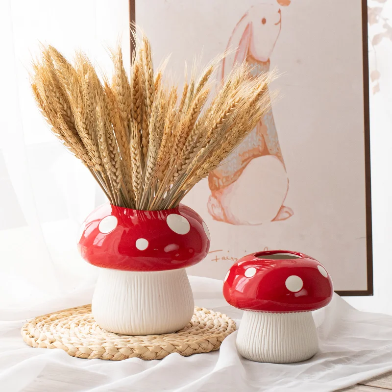 Creative Mushroom Ceramic Vase Decorative Ornaments Living Room Flower Arrangement Vase Creative Hydroponic Dried Flower Vase 2