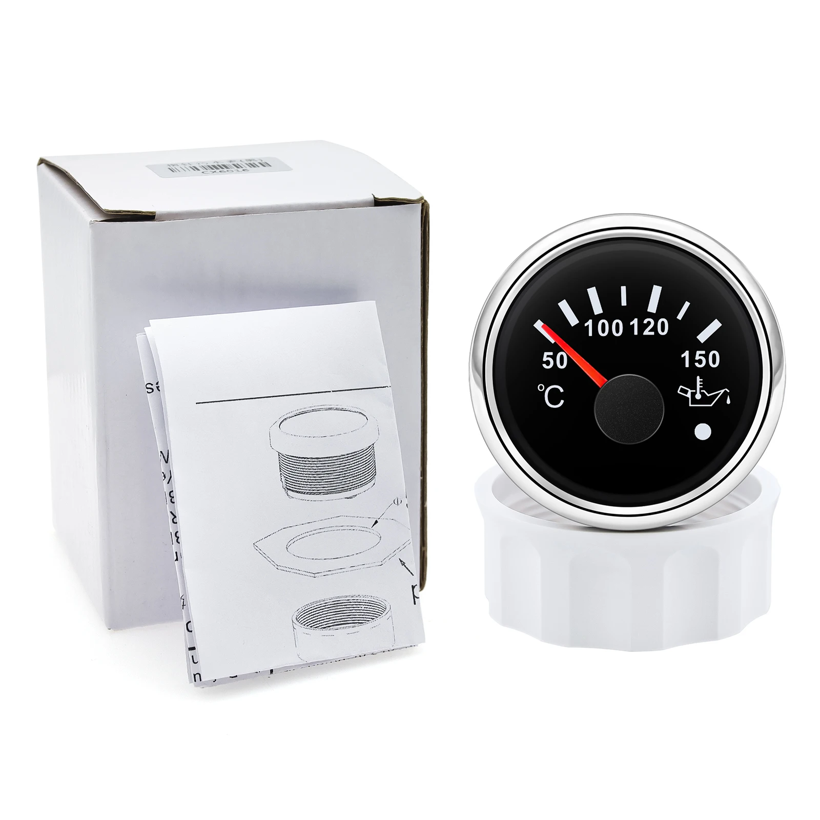 52MM 자동차 게이지 오일 온도 게이지 50-150 ° C 디지털 오일 온도 센서 1/8NPT 12V 24V 자동차 보트 해양 오토바이용 알람 포함