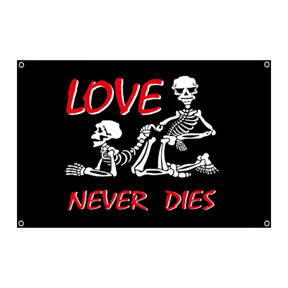 90X150Cm Pirate Love Never Dies Flag Jolly Roger Banner Outdoor Per La Decorazione