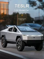 1:24 Tesla Pickup Model Alloy Car Simulation Off-Road Vehicle Sound And Light Pull Back Toy Car Boy Collection Decoration Gift 2