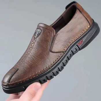 2025 PU Leather Men's Loafers Luxury Men Casual Shoes New Fashion Driving Shoes Breathable Slip on Men Moccasins Plus Size 39~44 1