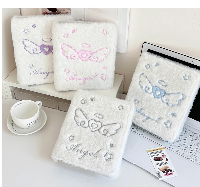 MINKYS Kawaii Fluffy Angel Wings A6 Kpop Fotokartenbinder Stern Sammelbuch Idol Plüsch Fotokartenhalter Fotokartenalbum – Detail 5