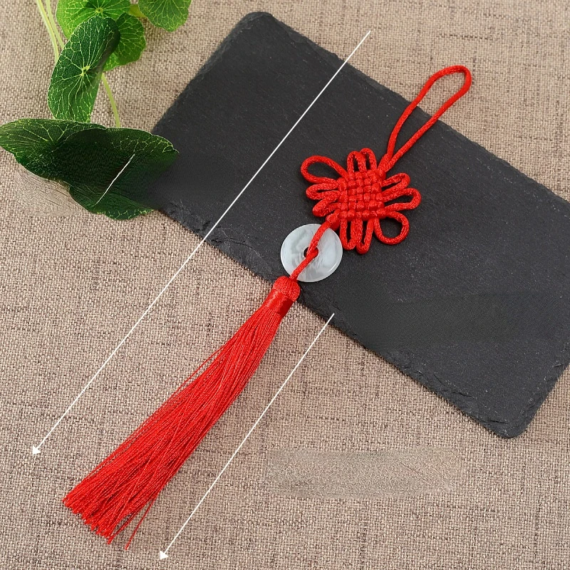 1PC Chinese Knot Tassels Lucky Coins Feng Shui Red Silk Tassel Pendant  Decorative for Curtain Fringe