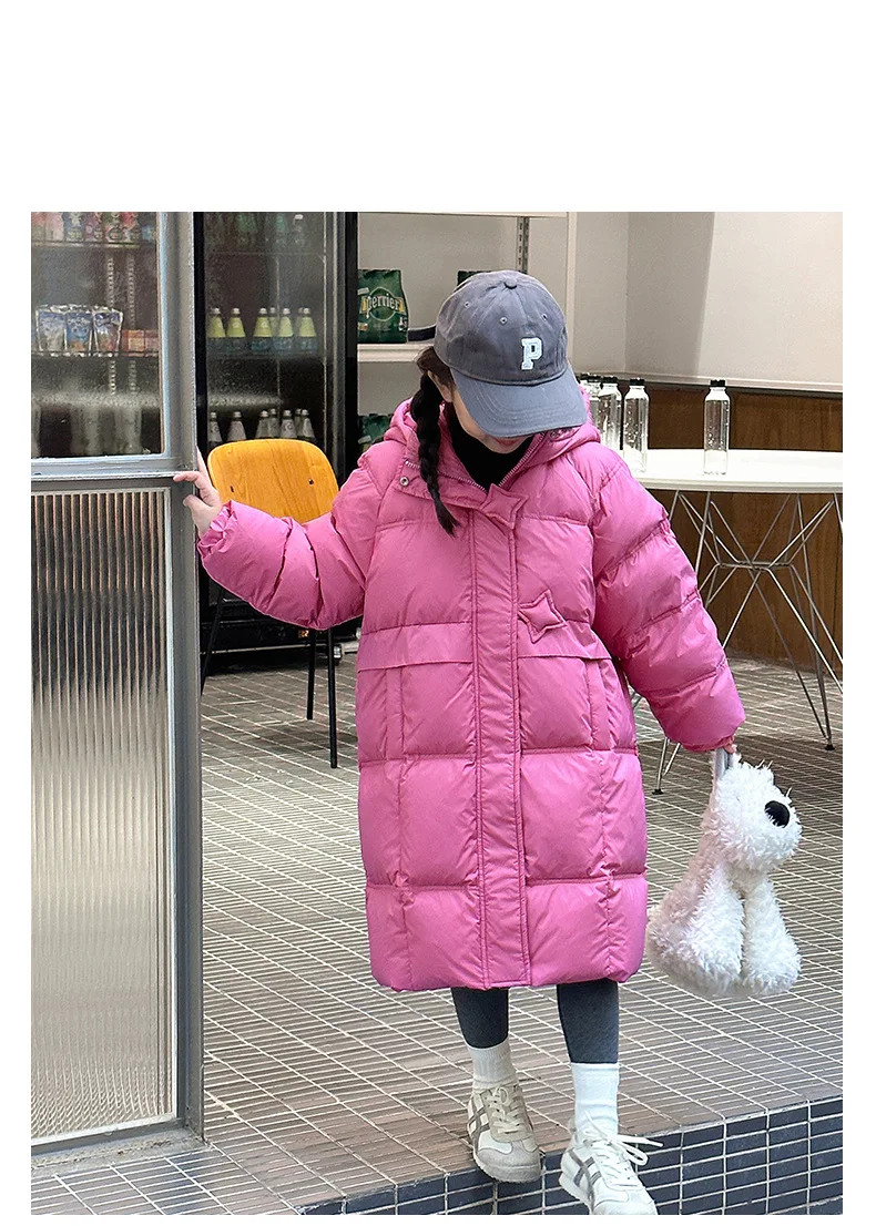 Winter Warm Down Cotton Jacket Teens Girls Coat Waterproof Star Design Hooded Children Outerwear Kids Parka Snowsuit TR211
