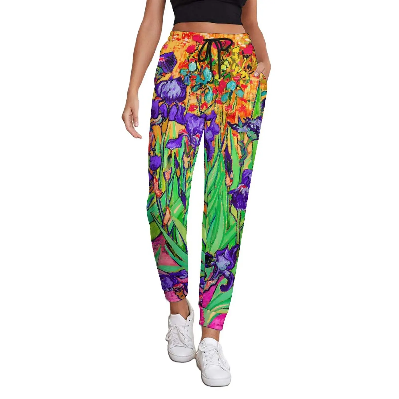 

Vincent Van Gogh Baggy Pants Spring Blue Flower Print Elegant Sweatpants Female Aesthetic Printed Trousers Big Size 2XL
