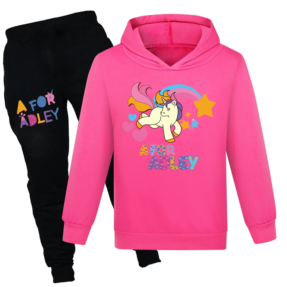 

Children A FOR ADLEY Tracksuits Spring Autumn Cotton Hooded+Pants 2Pcs/Set Kids Clothes Boys Girls Sportswear Hot Selling