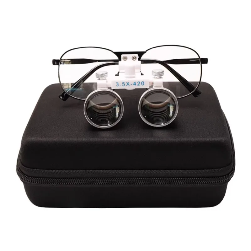 Dental Loupe Dental Lab Medical Loupe Magnifier Dentists Metal Eyeglass Frame Fabric Box