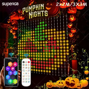 Smart Curtain Lights 400 LED Beads Bluetooth APP Control RGB DIY Fairy String Lights Music Sync for  Halloween Christmas Decor (v1.12.4)