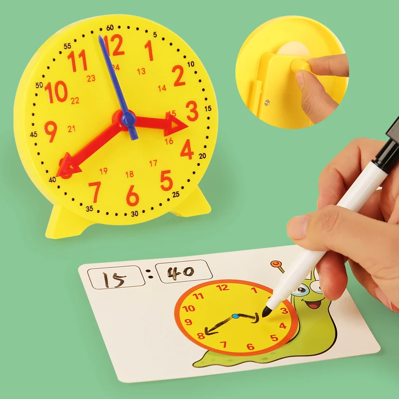 Children Montessori Snail Clock Educational Toys Hour Minute Second Cognition Matching Puzzle Kids Early Preschool Teaching Aids 5