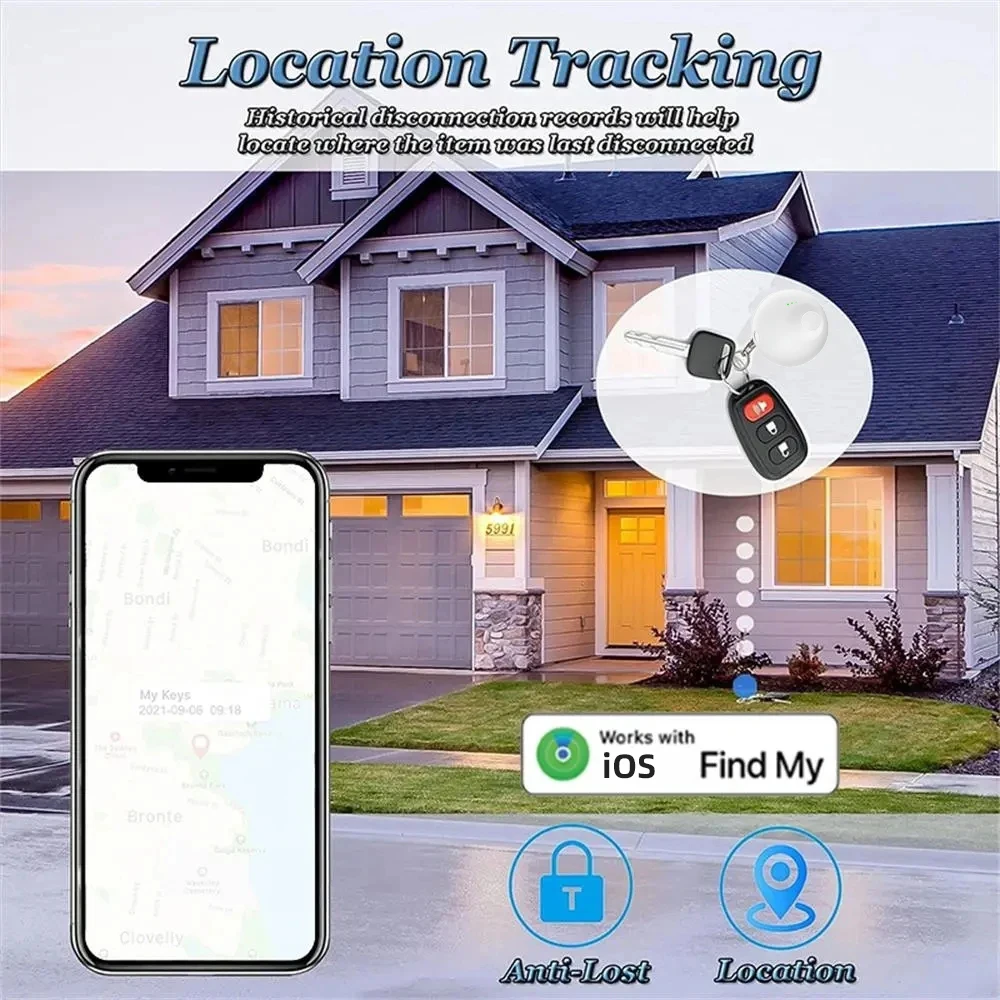 Long Distance Smart Tag GPS Tracker for Air Tag Key Finder Pet Wallet Bike Anti-lost Alarm Mini Locator Works with Find My iOS 4
