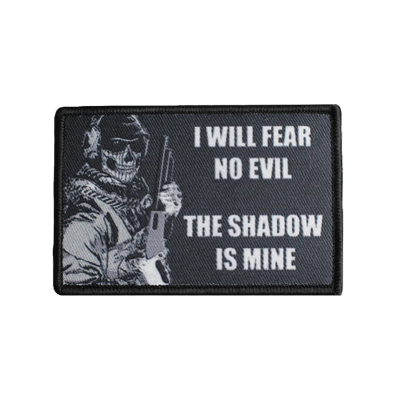 

I WILL FEAR NO EVIL Military Patches for Clothing Skull Soldier Tactical Armband Morale Badge Emblem Embroidery Hook Loop Patch