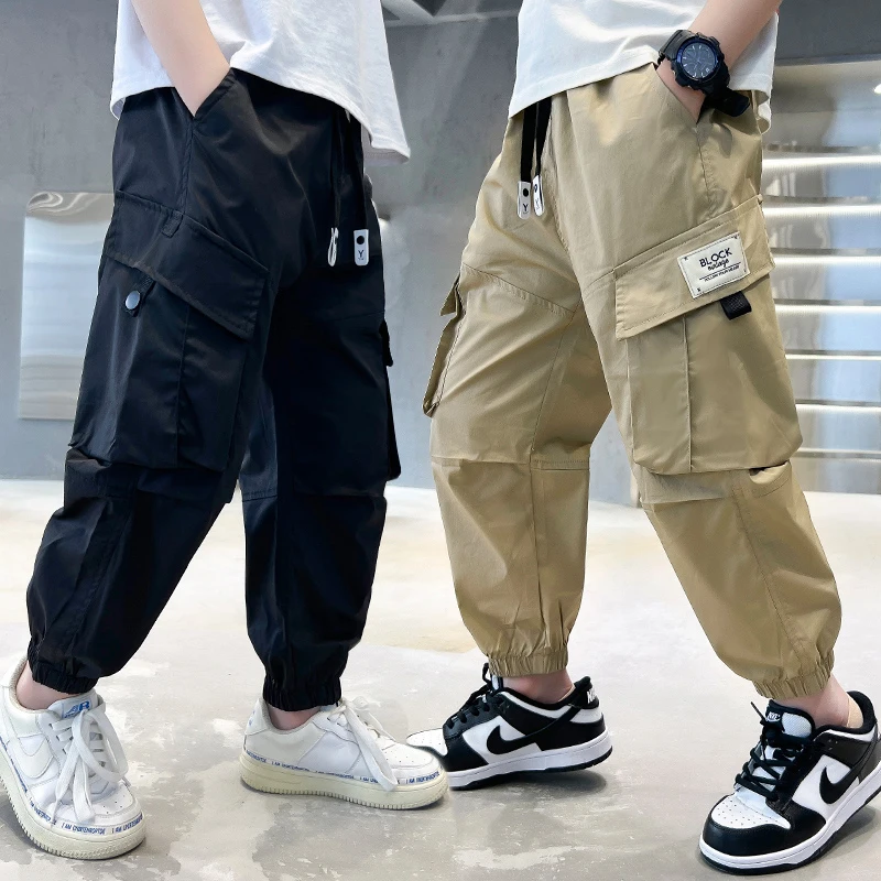 EACHIN Boys Pants Boys Pants Solid Cargo Pants Teenage Boy