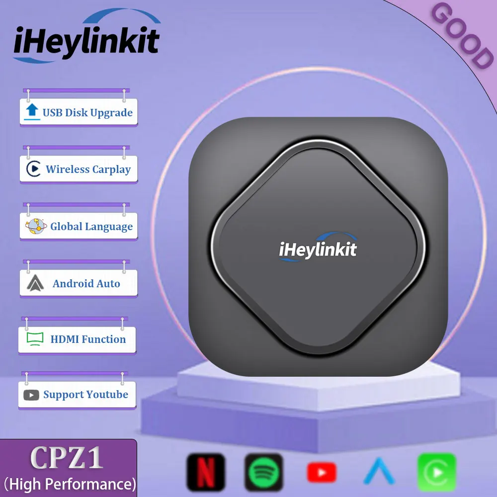 Iheylinkit Cpz1 Wireless Carplay Con Hdmi Multi-Language Car Ai Box Wireless Android Auto Support Accessori Per Auto Youtube