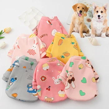 2PCS Autumn Winter Dog Clothes Small Dogs Bunny Printed Soft Pet Dog Sweater Clothing Dog Winter Chihuahua Warm Pet Clothes 1