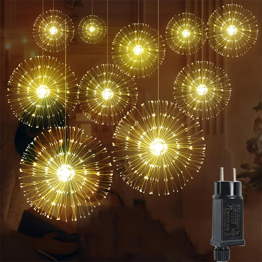 

5 In 1 Led Firework Light Garland Outdoor Starburst Light Christmas Twinkle String Light 8 Modes for Patio Garden Party Decor