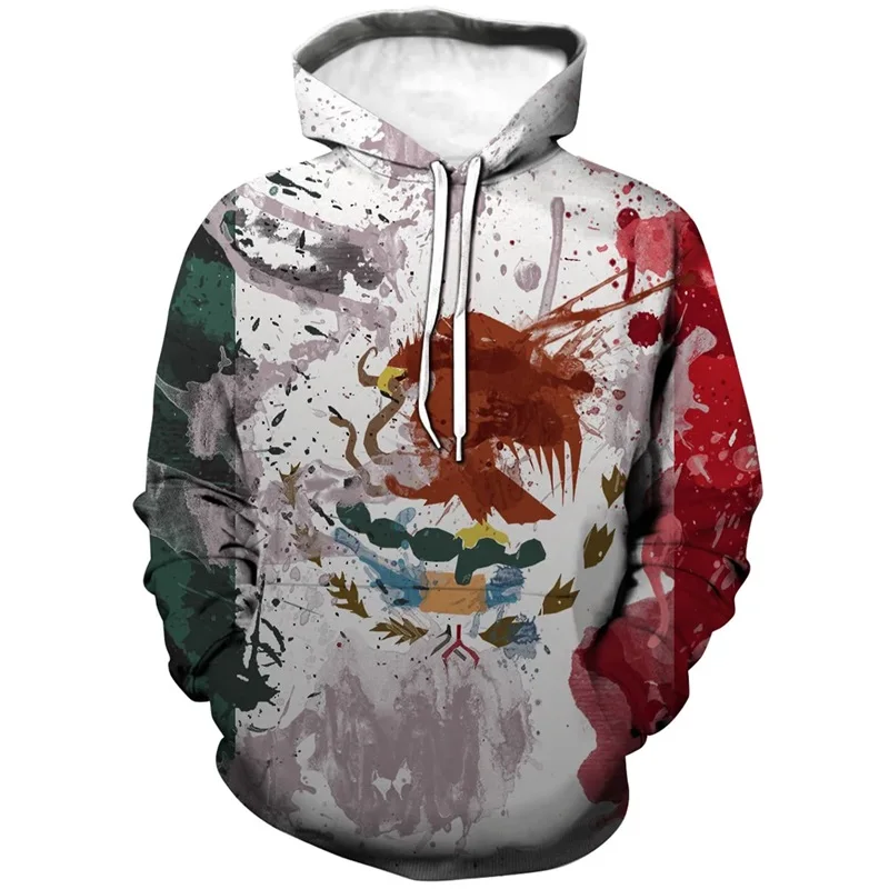 Sudadera con capucha con la bandera de México para hombre, sudadera con estampado 3D, sudadera con gráficos casuales, sudadera con capucha de gran tamaño para primavera y otoño, ropa de calle