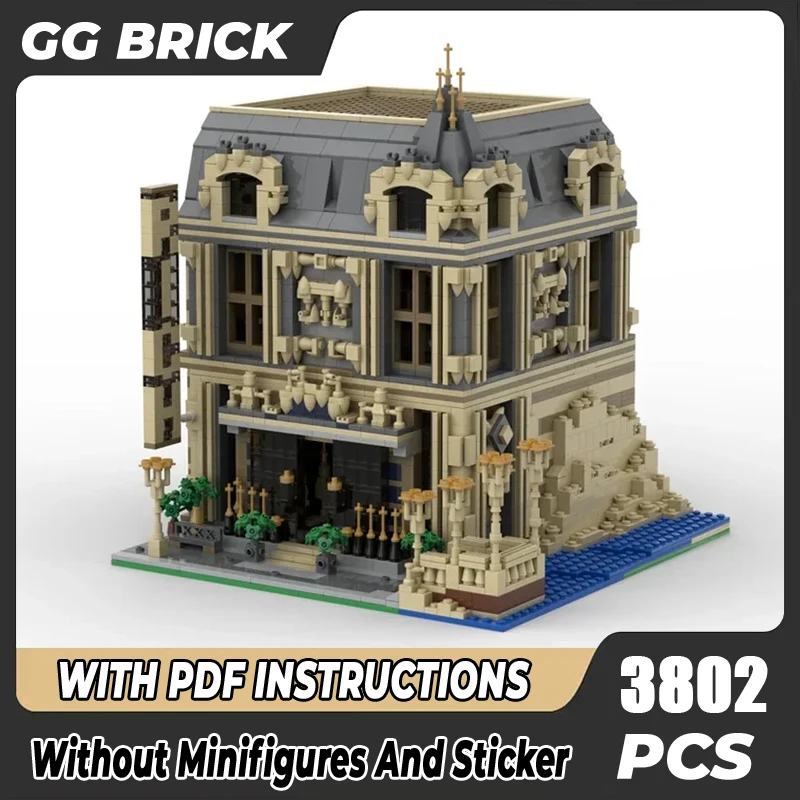 

Moc Building Block Modular Big Ben Lounge Palace Store Model Technology Brick DIY Assembly City Street View Build Toy Gift