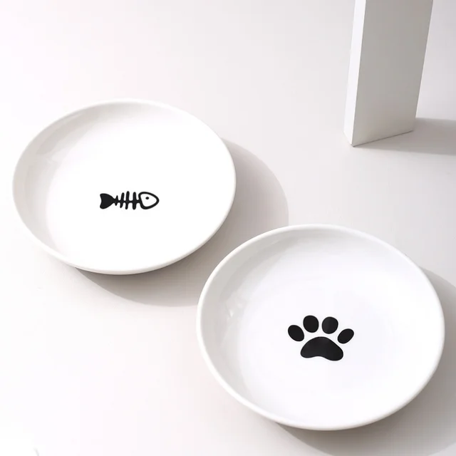 Ceramic Pet Bowl With Silicone Pad for Home Use Fish Bones Cat Claws Food Basin Non Slip Cat Dish Cat Food Tray Pet Feeder 5