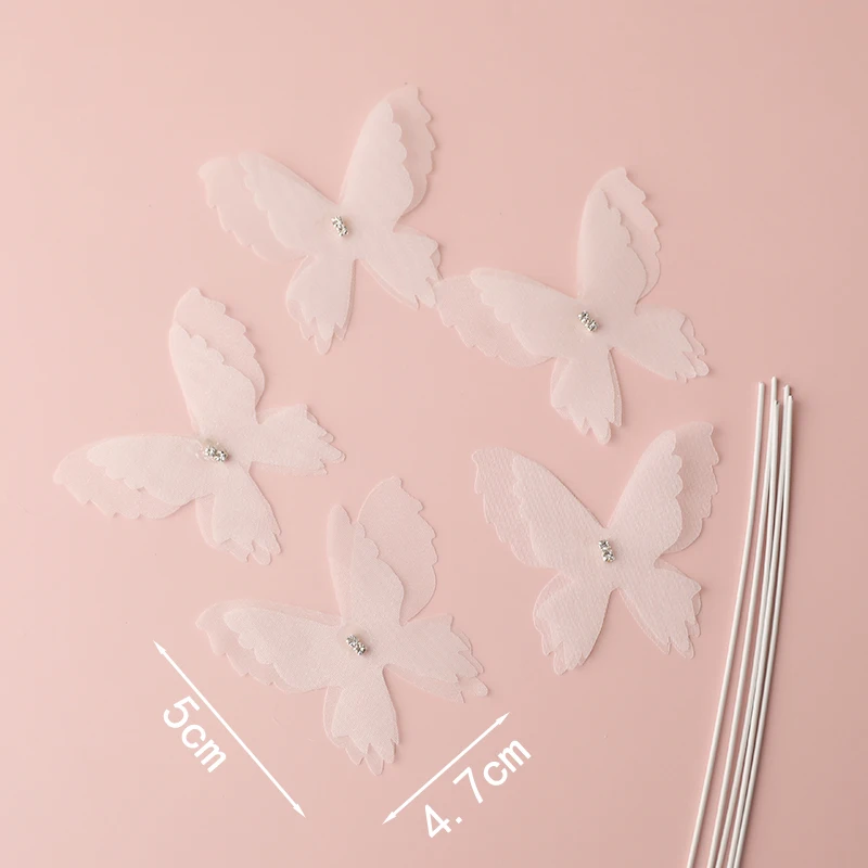 Elegant White Butterfly Cake Topper Set for Wedding and Party Decorations