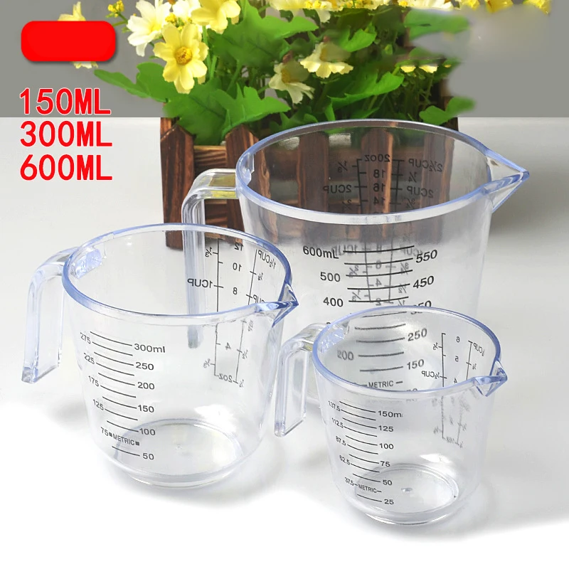 

150/300/600ml High Quality Plastic Measuring Cup Clear Scale Show Transparent Mug Pour Spout 3sizes Device
