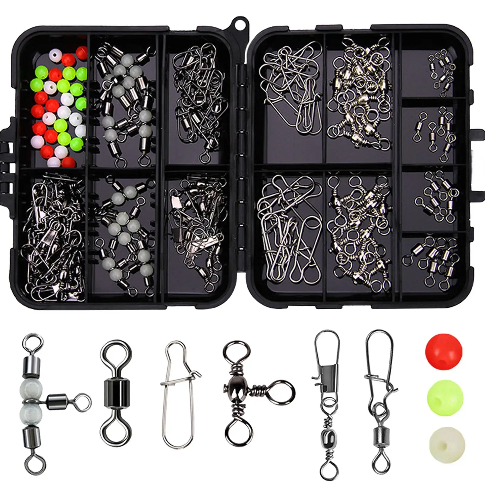 141Pcs Fishing Swivels Kit 3 Way Swivels Lock Snaps Line Connector Barrel Swivels for Trout Freshwater Saltwater Sea Fishing 141Pcs Fishing Swivels Kit 3 Way Swivels Lock Snaps Line Connector Barrel Swivels for Trout Freshwater Saltwater Sea Fishing