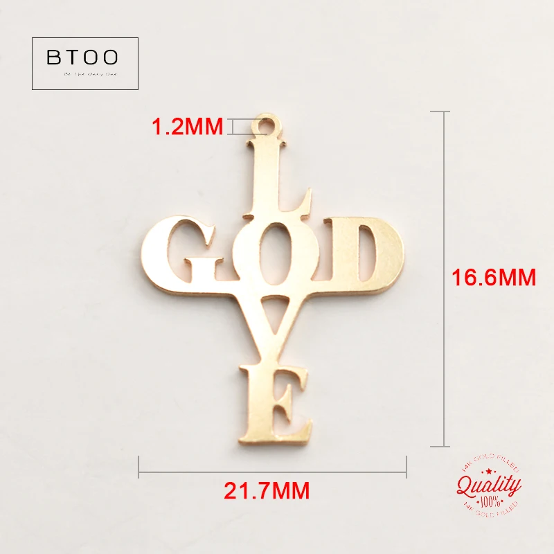 Letter Cross Pendant 14K Gold Filled Cross Connector Jewelry Accessories Handmade Necklace Pendants Making Jewelry Findings
