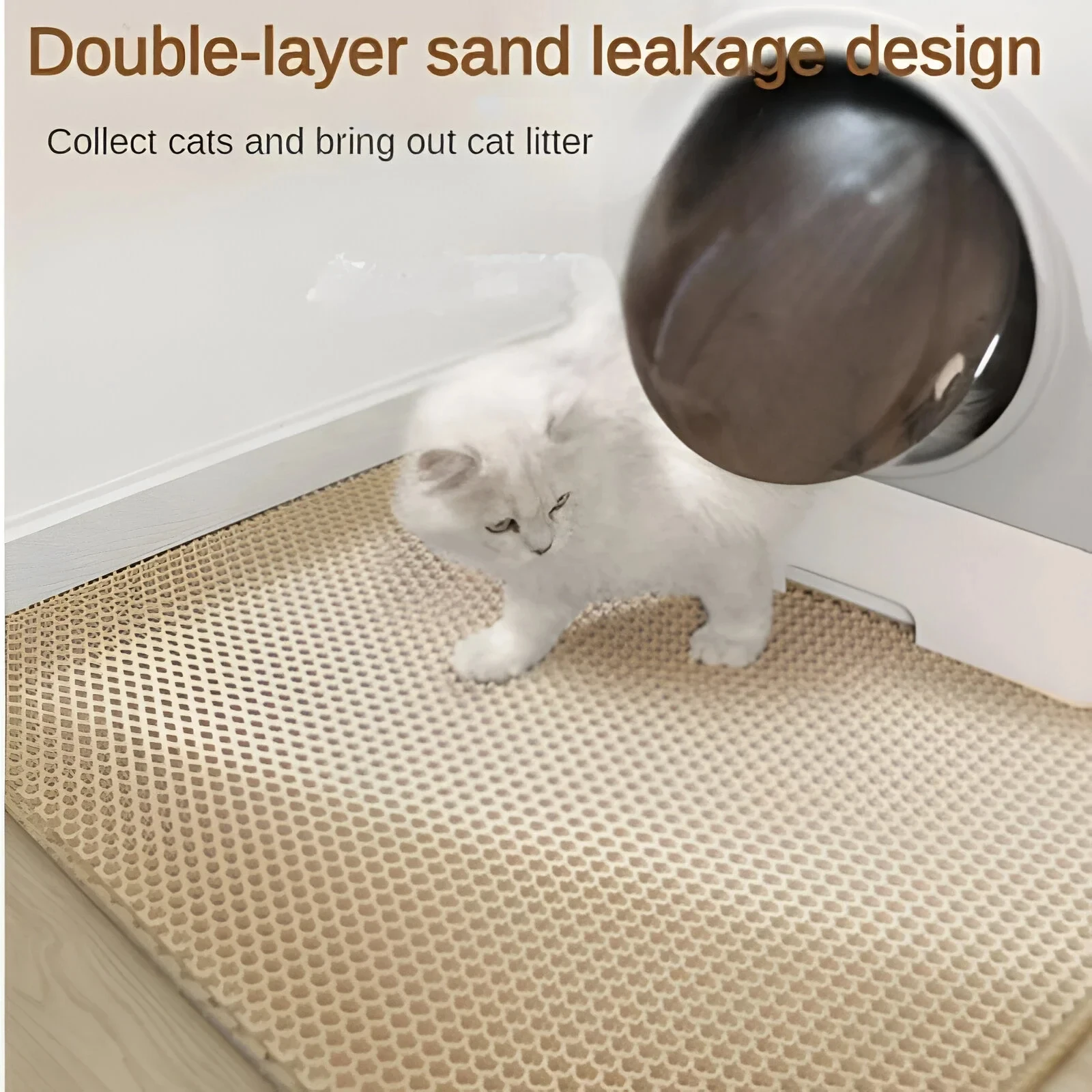 Waterproof Double Layer Nonslip Washable Cat Litter Mat (90x60cm)