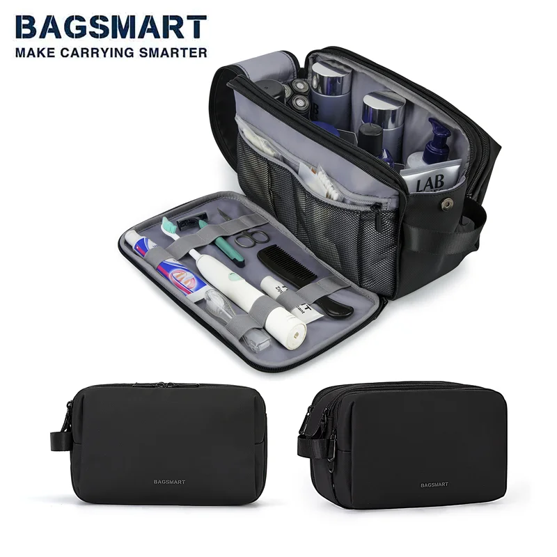 BAGSMART 남성용 대용량 세면 용품 가방, 여행 필수품, 방수 메이크업 가방, 여성 화장품, 여행 정리함 