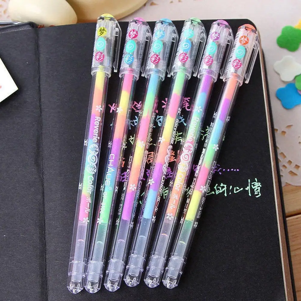 

6 In 1 Candy Color Gel Pen Book Journals Drawing Doodling Art Markers Student School Office Stationery Gift Pen