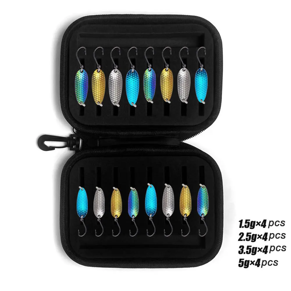 16pcs Metal Spoon Spinner Trout Fishing Lure Set Wobblers Fishing Spoons Bait Crankbaits for Pike Crochet Kit Artificial Baits