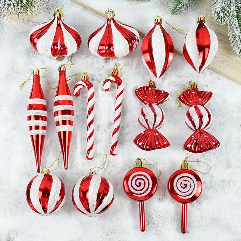 

14pcs/box Christmas Tree Hanging Pendants Mix Plastic Xmas Trees Candy Hanging Ornaments Christmas Decor New Year 2024 Navidad